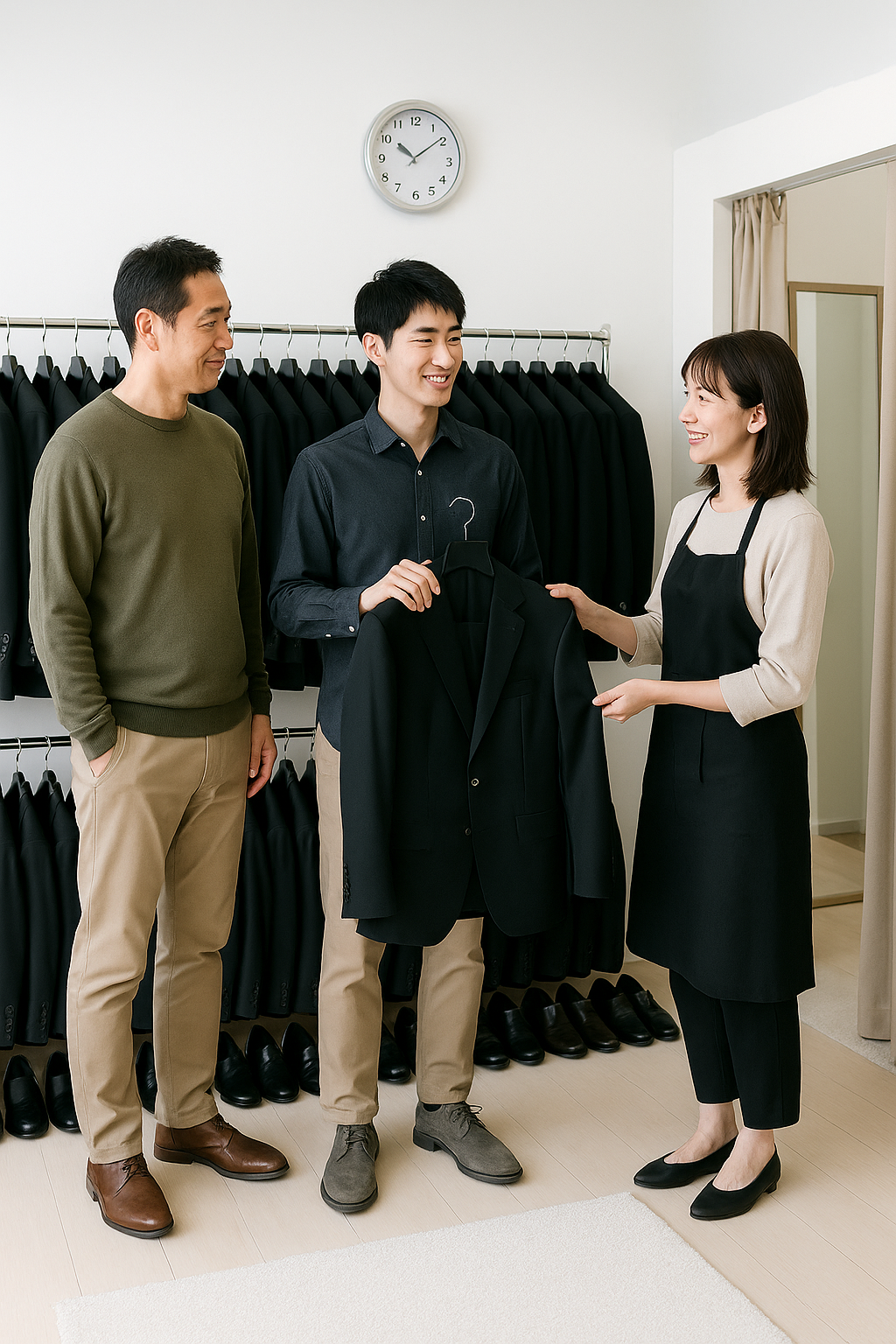 喪服レンタル名古屋でのサイズ相談風景