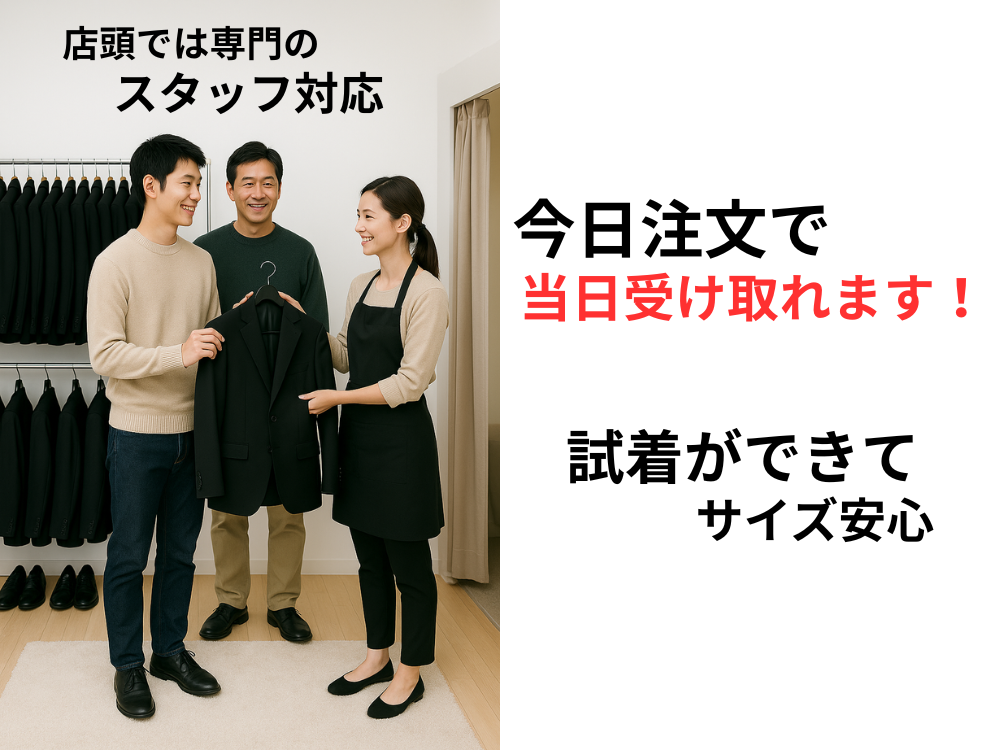 電話やLINEで今すぐ申し込み、当日受け取りできる名古屋の喪服レンタル
